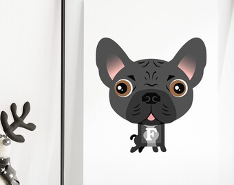 French Bulldog Dog Portrait Nursery Wall Art Print | Baby Shower Gifts for Frenchie Mom, Rainbow Bridge Dog Dad Memorial Pet Gift for Him