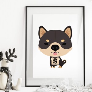 S is for Black Shiba Inu, Shiba | Alphabet ABC Blocks, Shiba Inu Gifts, Cute Shiba, Shiba Inu Art Print, Shiba Inu Mom, Dog Family Portrait