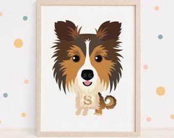 S is for Sheltie, Shetland Sheepdog | Alphabet ABC Blocks, Sheltie Art, Sheltie Gift, Sheltie Mom, Sheltie Wall Art, Sheltie Print, Dog Dad