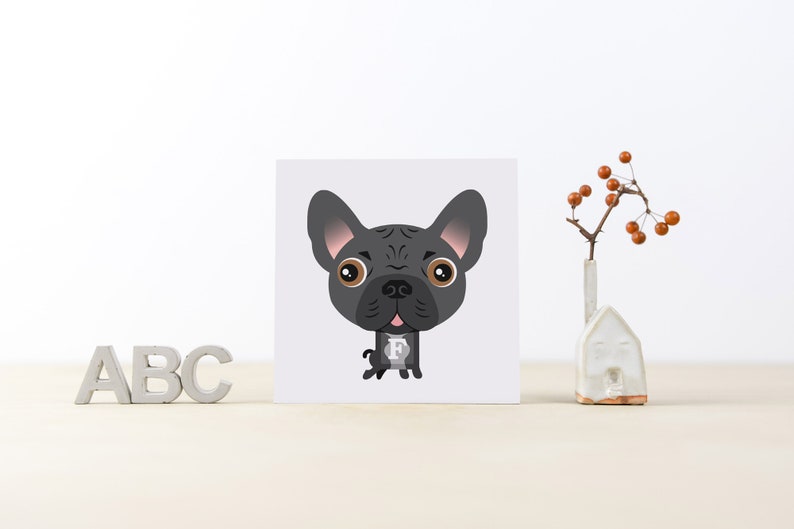 French Bulldog Custom Baby Shower Gift, Alphabet ABC Blocks Pet Portrait Art Commission, Personalized Dog Nursery Wall Art for Frenchie Mom image 2