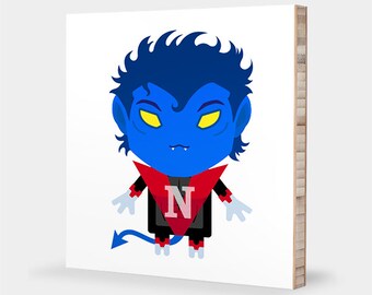 N for Nightcrawler : ABC Block Bamboo Wall Art Series // Alphabet Kids Wall Art Nursery Room Decor Superhero X-Men