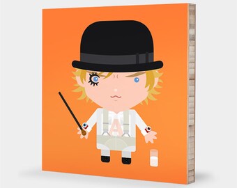 A is for Alex (A Clockwork Organge) : ABC Block Bamboo Wall Art Series // Alphabet Wall Art Nursery Room Decor Stanley Kubrick