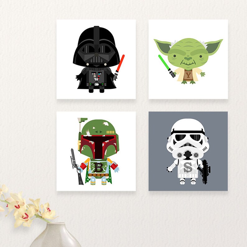 Star Wars wall art print Star Wars nursery art Jango Fett Etsy
