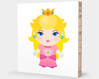 P is for Princess Peach : ABC Block Bamboo Wall Art Series // Alphabet Kids Wall Art Nursery Room Decor Baby Mario