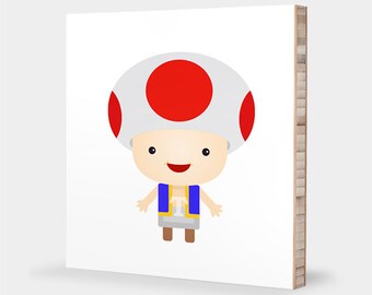 T wie Kröte : ABC Block Bambus Wall Art Serie // Alphabet Kinder Wandkunst Kinderzimmer Dekor Baby Mario