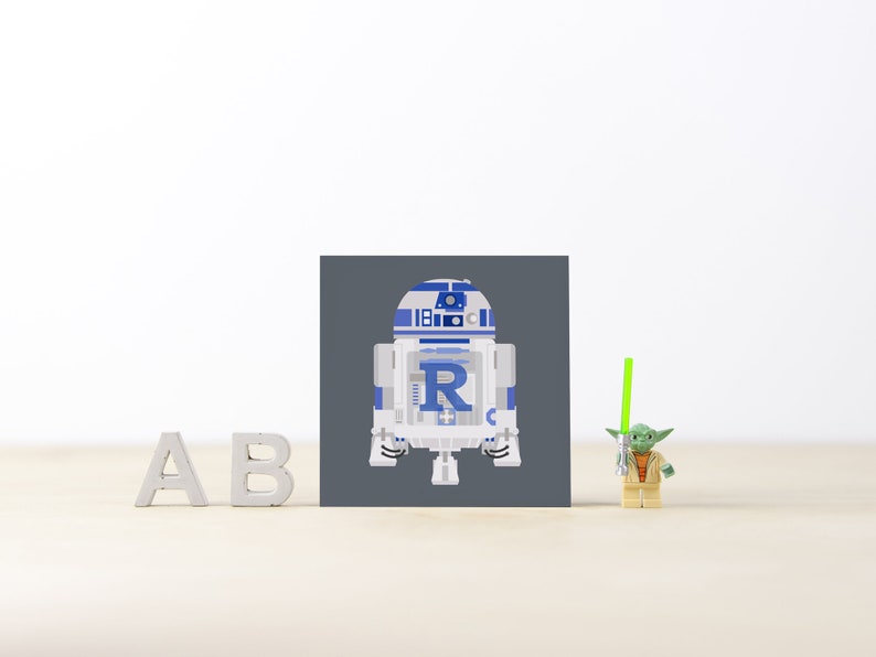R is for R2-D2 Star Wars Alphabet, ABC Block, Star Wars Nursery Wall Art, Star Wars Kids Decor, Star Wars Droid Art, Star Wars Gifts image 2