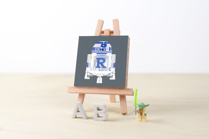 R is for R2-D2 Star Wars Alphabet, ABC Block, Star Wars Nursery Wall Art, Star Wars Kids Decor, Star Wars Droid Art, Star Wars Gifts image 1