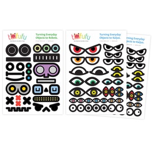 Monster & Robot Eyes Sticker Set of 3 : Cupcake Toppers Party Favor // Playful Everyday Kids Toys image 1