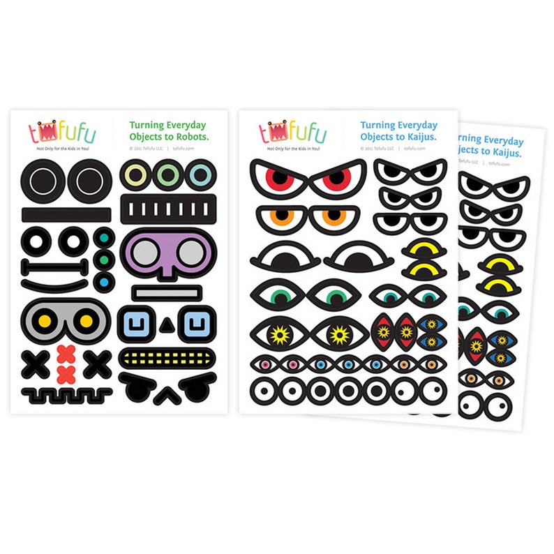 Monster & Robot Eyes Sticker Set of 3 : Cupcake Toppers Party image 0
