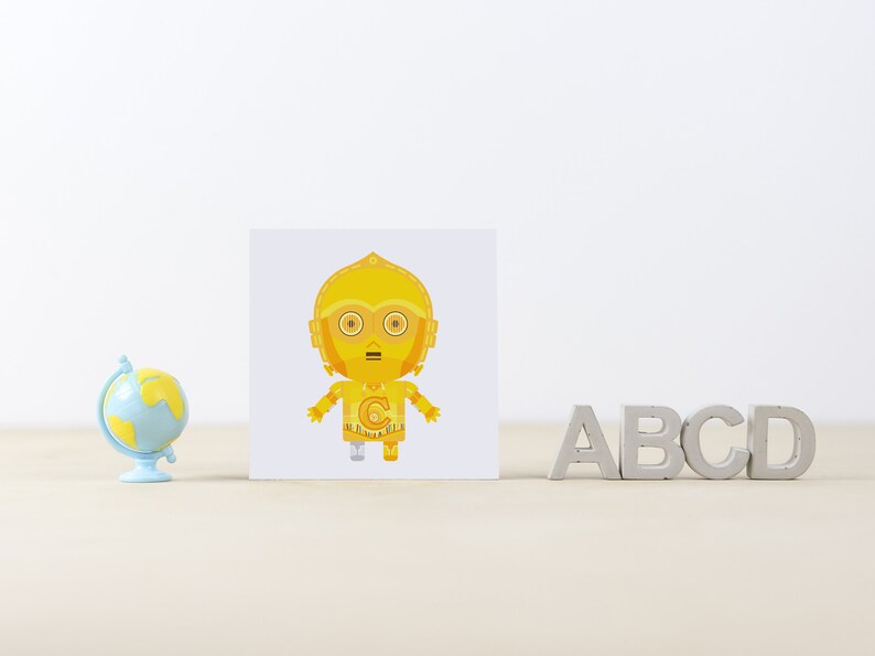 C is for C3PO Star Wars Alphabet ABC Blocks, Star Wars Nursery Wall Art, Star Wars Kids Room Decor, Star Wars Gifts, Star Wars Droid Art C-3PO w/ Silver Leg