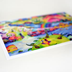 Invasion of Mirutanki Mini Art Print 7.5 x 5 // Whimsical Painting Surreal Fantasy Landscape Illustration image 3