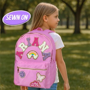 Custom Backpack Personalized Backpack Nylon Chenille Patches Kid School Bag Back to school Monogram Letter Patch Customizable Boy Girl Gift