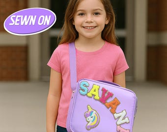 Personalisierte Lunch Bag mit Gurt Personalisierte Lunch Box Tasche Chenille Patches
