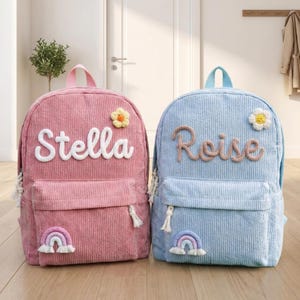 Personalised Corduroy Backpack, Custom Name Kids School Bag, Toddler Preschool Backpack, Back to School Gift for Boys Girls, Cute Book bag