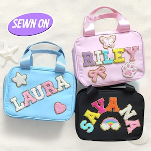 Custom Lunch Bag Personalised Lunch Box Bag Chenille Patches Kid Lunch Bag with Name Back to school Customizable Patch Nylon Insulated Bento