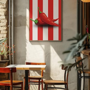 Chili Pepper Wall Art Set of 2 | Modern Kitchen Prints | Bold Food Poster Bundle | Spicy Printable Home Decor | Digital Download