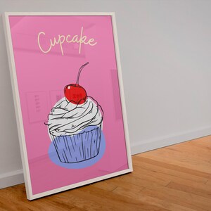 Colorful Cupcake Wall Art | Printable Dessert Kitchen Decor | Cute Food Illustration for Cafe & Home
