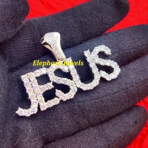Jesus name pendant, 925 sterling silver with VVS moissanite diamond