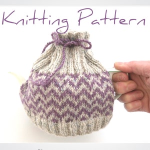 Knitting Pattern for small tea cosy , instant download , digital pattern for easy fairisle knit , pdf downloadable gift , diy knitting image 1