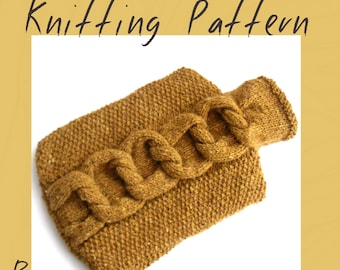 Knitting Pattern for hot water bottle cover , cosy with feature cable knots , pdf download instructions , cosy knit , christmas gift