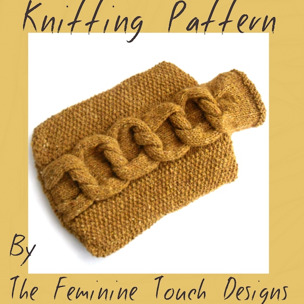 Knitting Pattern for hot water bottle cover , cosy with feature cable knots , pdf download instructions , cosy knit , christmas gift