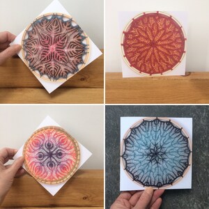 Tarjetas de felicitación para tejedores con mandala Brioche de punto, tarjetas originales en blanco con sobres para cualquier ocasión, paquete de tarjetas de arte,
