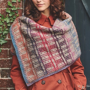 Knitting Pattern for tartan wrap, scottish shawl slip stitch knitting fashion pattern , mosaic knitting  striped autumn fall , blanket knit