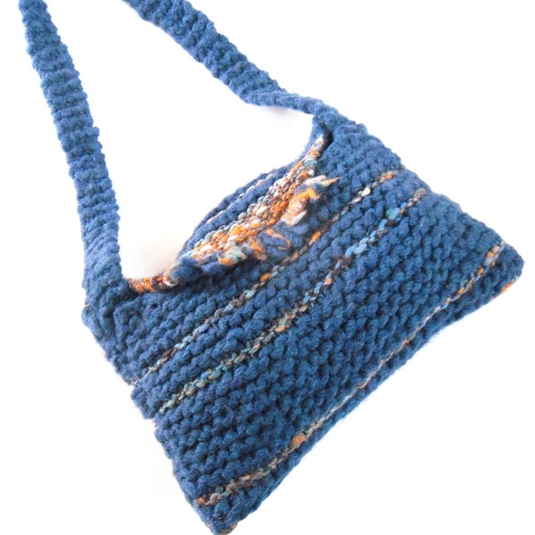 UK Sale , CLEARANCE SALE , Teal Shoulder bag , hand knit striped bag , fashion accessory , valentine gift , gift for her , Reduced