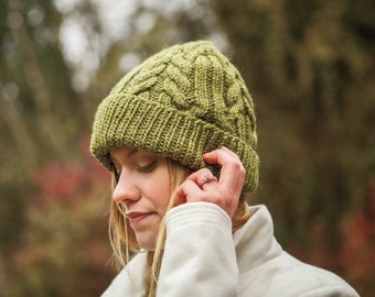 Beanie hat Knitting pattern for women , best holiday gifts ,  Cable Beanie pattern , chunky bulky knit hat , pdf downloadable gift,