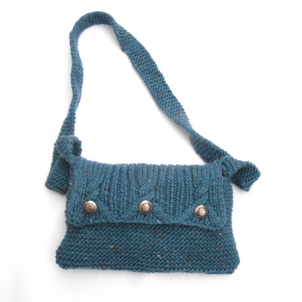 Turquoise Messenger bag ,  SALE CLEARANCE , handknit shoulder bag ,  womens knitted accessory , christmas gift , gift for her , REDUCED