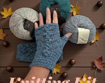 Gingerbread Fingerless Gloves Knitting Kit, Printed A5 pattern leaflet plus wool / alpaca Rowan Yarn. Choice of 3 colours.