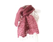 Lace mohair Scarf , Dusky mulberry pink , elegant womens scarf , clearance sale , lace shawl , delicate wrap . Hand knitted