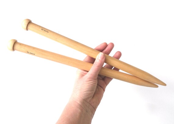 9 mm diameter straight single point Knitting needles Bamboo Wooden 35cm long