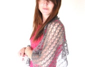 Grey Mohair wrap , hand knitted lace , grey lace shawl , delicate accessory , wedding accessory , handmade pretty wedding wrap silk mohair