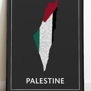 Palestine Map Wall Art Poster | Palestinian Flag Minimalist Print | Pro Palestine Home Decor | Resistance Artwork | Free Gaza