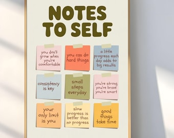 Cytaty motywacyjne do notatek – inspirujące dzieła sztuki – motywacja do druku – wystrój biura zdrowia psychicznego – pobieranie cyfrowe