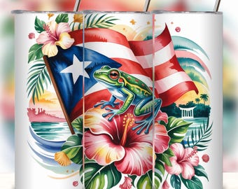 Puerto Rico Tumbler wrap - Puerto Rico flag png - 20oz Skinny tumbler wrap - Soy Boricua Pride design - Boricua tumbler - Digital download