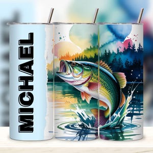 Fishing Tumbler Wrap PNG, Fishing Add Your Name/Text Personalized bass fish Sublimation 20oz Tumbler Design, dad gift, Digital Download