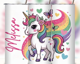 Unicorn Tumbler Wrap PNG - Add Your Own Name - 20 oz Tumbler Design - Personalized Unicorn PNG - Seamless Sublimation - Digital Download