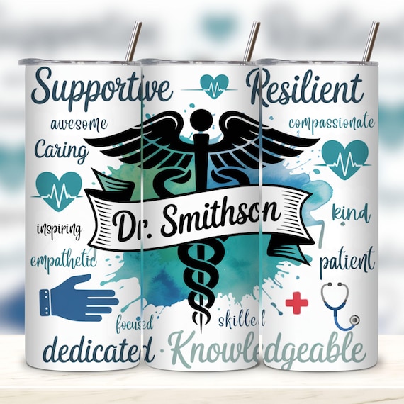 Custom Doctor Appreciation Tumbler Wrap - Nurse Tumbler Wrap - Doctor Gifts - 20oz Skinny Tumbler Wrap - Medical Custom Name Tumbler PNG