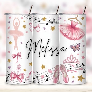 Ballerina Tumbler Wrap: Ballet Dance Design, Custom Text (Digital Download PNG for 20oz Tumbler)