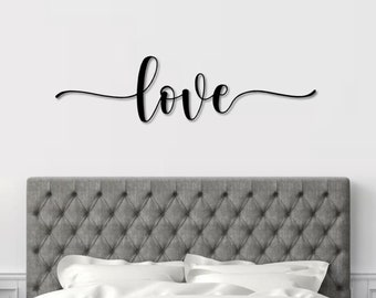 Love Metal Word Art | Honey Script Word Art with Scrollwork | Indoor Outdoor Love Sign | Love Wall Art | Farmhouse Decor | Love Word Art