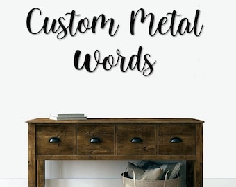 Custom Script Metal Word Sign | Single Line Personalized Metal Name Sign | Farmhouse Decor | Custom Word Art | Metal Wall Art |Word Art