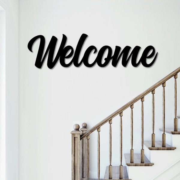 Welcome Metal Word Art | Montana Script Word Art | Indoor Outdoor Welcome Metal Sign | Metal Wall Art | Farmhouse Decor | Welcome Word Art