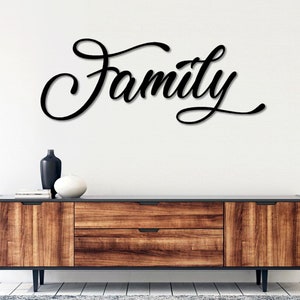 Family Metal Word Art | Lovely Home Script Word Art | Indoor Outdoor Family Metal Sign | Family Metal Wall Art | Farmhouse Decor
