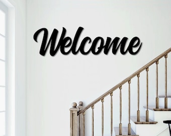 Welcome Metal Word Art | Montana Script Word Art | Indoor Outdoor Welcome Metal Sign | Metal Wall Art | Farmhouse Decor | Welcome Word Art