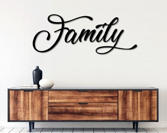 Family Metal Word Art | Lovely Home Script Word Art | Indoor Outdoor Family Metal Sign | Family Metal Wall Art | Farmhouse Decor