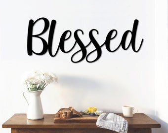 Blessed Metal Word Art | Kembara Script Word | Indoor Outdoor Blessed Metal Sign | Metal Wall Art | Farmhouse Decor | Blessed Word Art