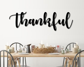 Thankful Metal Word Art | Autumn Script Word Art | Indoor - Outdoor Thankful Metal Sign | Farmhouse Decor | Thankful Word Art | Metal Art