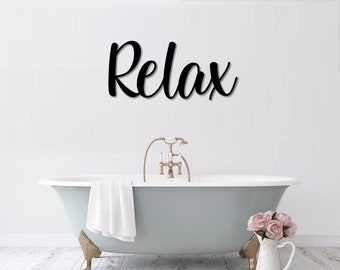 Relax Metal Word Art | Kembara Script Word Art | Indoor - Outdoor Relax Metal Sign | Farmhouse Decor | Relax Word Art | Metal Art